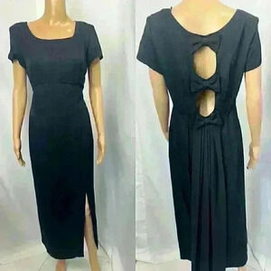 Vintage Jeffrey & Dara Evenings By Tom Barra Women's Black Maxi Dress Sz 6 P